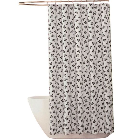 Kate Spade New York Black And White Dots Bow Shower Curtain - Chic Decor 72x72 - Picture 1 of 3